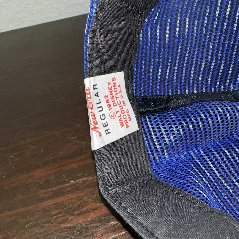 Vintage 1982 Walt Disney World Epcot Hat Cap Snap Back Blue Trucker Adjustable - Picture 7 of 7